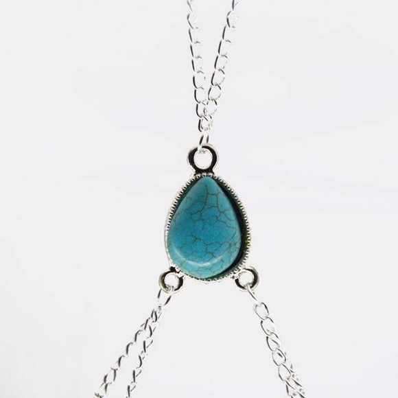 SOLD OUT Festival Silver Turquoise Stone Body Belly Chain - Picture 4 of 4